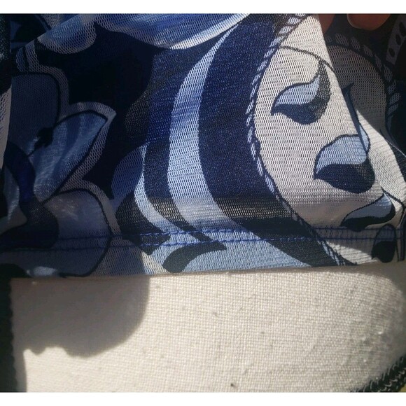 INC Blouse Women S Blue Paisley Sheer Sequins 3/4 Sleeves V Neck w/Camisole - Picture 6 of 16